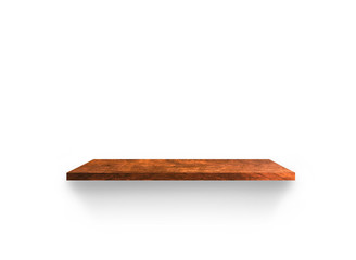 Hardwood shelves isolated on white background. copy space for design with clipping path for your product placement or montage