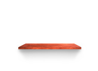 Hardwood shelves isolated on white background. copy space for design with clipping path for your product placement or montage
