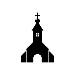 Black Church building icon isolated on white background