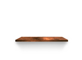 Hardwood shelves isolated on white background. copy space for design with clipping path for your product placement or montage