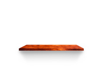 Hardwood shelves isolated on white background. copy space for design with clipping path for your product placement or montage