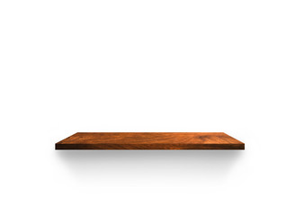 Hardwood shelves isolated on white background. copy space for design with clipping path for your product placement or montage