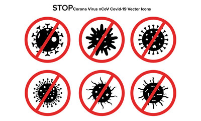 stop corona virus icon covid 19 nCoV vector icons