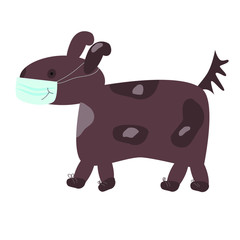 Dog in a protective medical mask. Vector illustration.