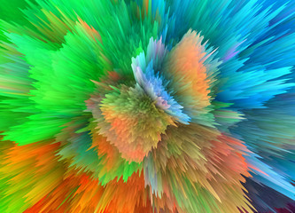 Obraz premium Abstract 3D explosion illustratoin. Colorful graphic design. Hight resolution creative background. Wallpaper hight resolution.