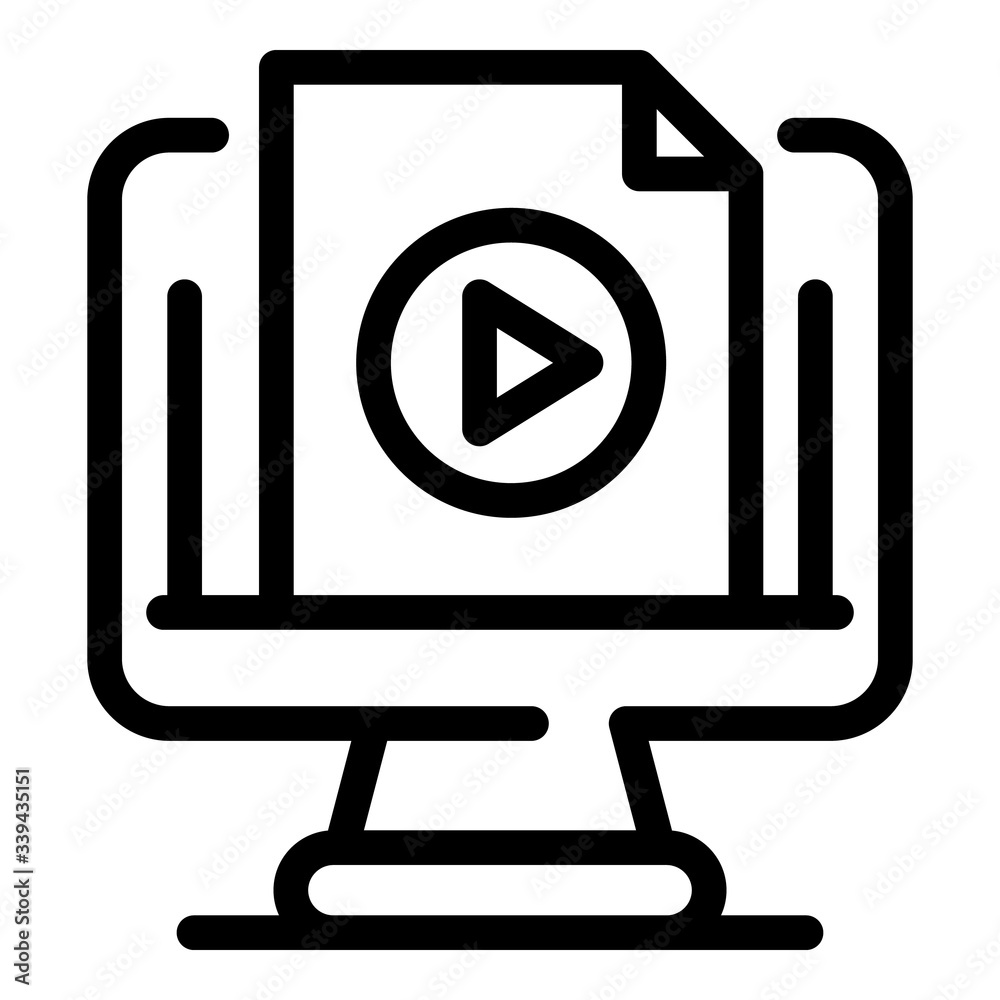 Poster computer video record icon. outline computer video record vector icon for web design isolated on whi