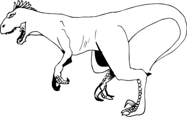 Velociraptor. Small fast dinozaur in cartoon style. Outline vector animal isolated, on a white background © daniele