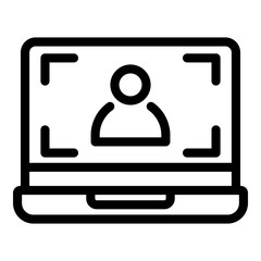 Laptop screen record icon. Outline laptop screen record vector icon for web design isolated on white background