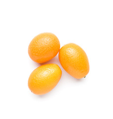 Tasty kumquat fruit on white background