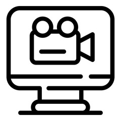 Monitor pc screen record icon. Outline monitor pc screen record vector icon for web design isolated on white background