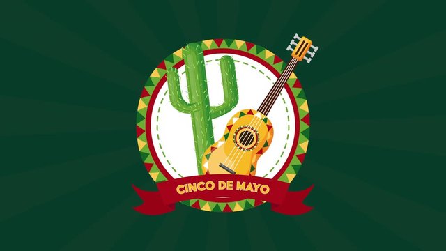 cinco de mayo celebration mexican with guitar and cactus