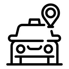 Taxi car gps location icon. Outline taxi car gps location vector icon for web design isolated on white background