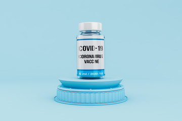 Coronavirus vaccine. Covid-19 vaccine on blue background