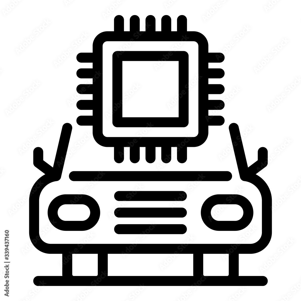 Poster smart car processor icon. outline smart car processor vector icon for web design isolated on white b