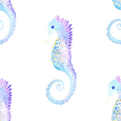 watercolor seamless pattern with seahorse © ARTvektor