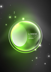 Glowing neon shiny transparent bubbles, glass circles or bio cell concept. Techno futuristic vector abstract background For Wallpaper, Banner, Background, Card, Book Illustration, landing page