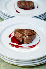 Fototapeta na wymiar grilled beef fillet. Gastronomic menu of luxury restaurant