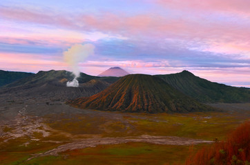 Wulkan Bromo o świcie - Indonezja - obrazy, fototapety, plakaty