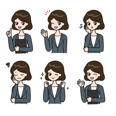 女性　スーツ　ポーズ