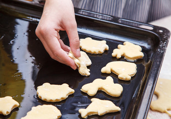 girl bakes homemade cookies