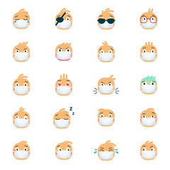Emotion icons. Set of flat Emoji symbols.