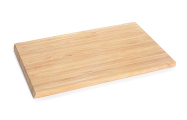 Wooden board on white background