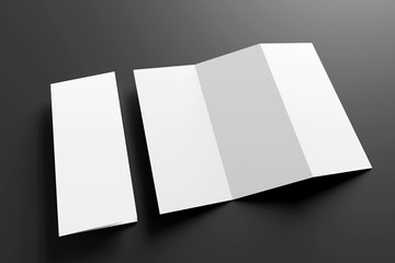 Trifold brochure mock up on a background - 3d rendering