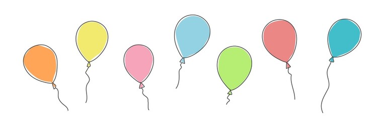 Hand drawn vector illustration of balloons. - obrazy, fototapety, plakaty