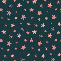 mollusk starfish, seamless pattern, cartoon vector illustration