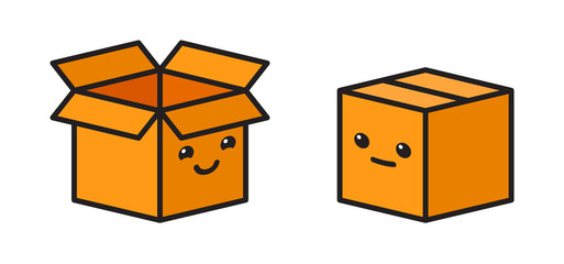 Set of shipping, delivery box or container icons.