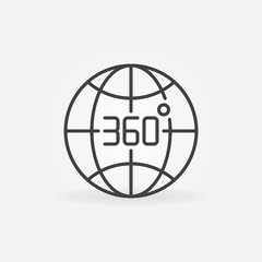 360 degrees earth globe outline vector concept icon or logo element