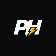 Initial Letter PH with Lightning