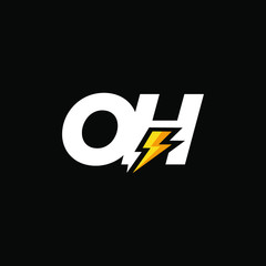 Initial Letter OH with Lightning