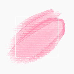 Make up brush paint texture stroke vector over square frame. Perfect beauty design for headline, logo and sale banner. 