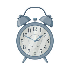 Metal Old Fashioned Alarm Clock, Time Measuring Instrument Vector Illustration