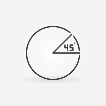 45 degree angle in circle vector concept minimal outline icon or symbol