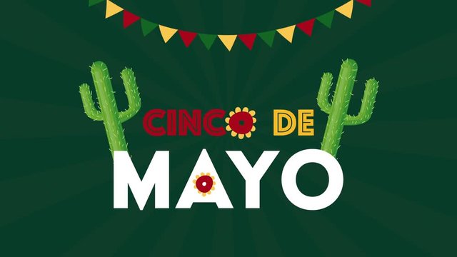 cinco de mayo celebration mexican with cactus and garlands