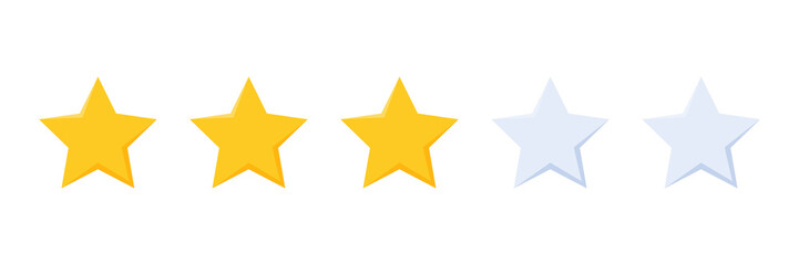 Obraz premium three stars rating button for experience reviews on application or website ,stars rating icon vector