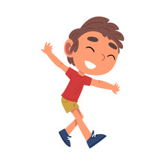 Cute Happy Boy Having Fun, Schoolboy Daily Routine Activity Cartoon Vector Illustration