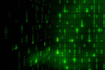 2d illustration abstract digital binary data on computer screen