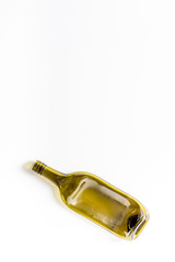 Fototapeta premium Wine bottle on white background top view copy space