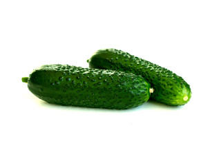 Isolated fresh green cucumbers. Vegetable. vegan food. whole cucumbers isolated on white background