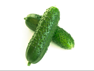 Isolated fresh green cucumbers. Vegetable. vegan food. whole cucumbers isolated on white background