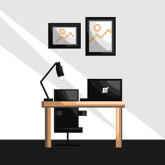 Flat illustration vector home office interior design for business element