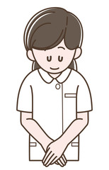 お辞儀をする看護師の女性