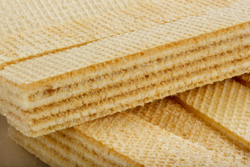 Rectangle shape wafer biscuit. Food background.