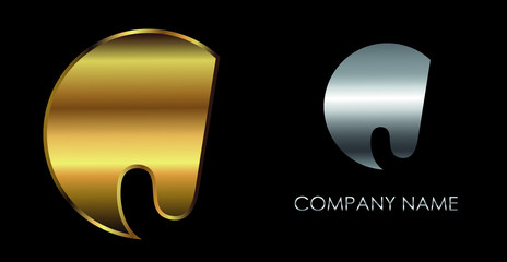 Golden font letter J.Luxury logo design.