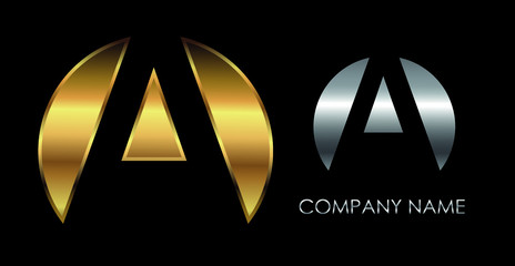 Golden font letter A.Luxury logo design.
