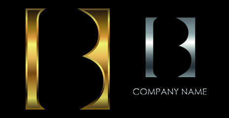 Golden font letter B.Luxury logo design.