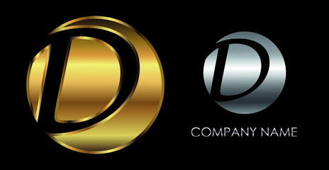 Golden font letter D.Luxury logo design.